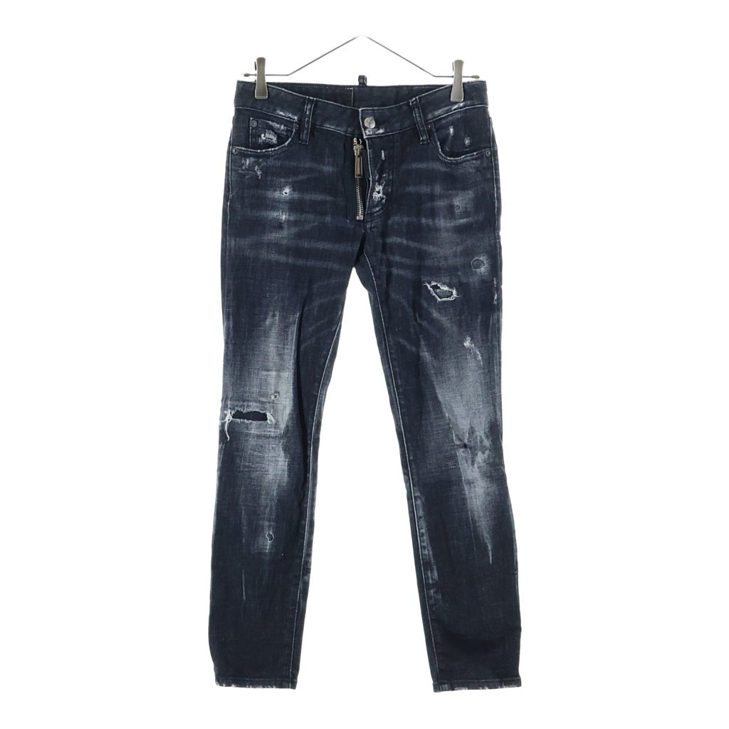 DSQUARED2(ディースクエアード) DANCATEN Denim pants ダメージ加工 ボタンフライ デニムパンツ ブラック レディース S72LB0172