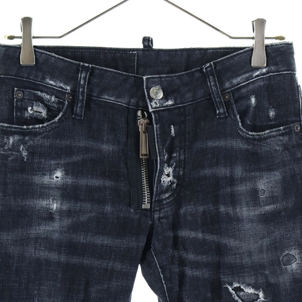 DSQUARED2(ディースクエアード) DANCATEN Denim pants ダメージ加工 ボタンフライ デニムパンツ ブラック レディース S72LB0172