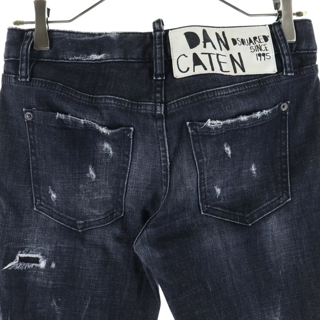 DSQUARED2(ディースクエアード) DANCATEN Denim pants ダメージ加工 ボタンフライ デニムパンツ ブラック レディース S72LB0172