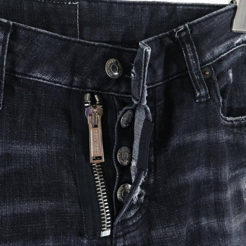 DSQUARED2(ディースクエアード) DANCATEN Denim pants ダメージ加工 ボタンフライ デニムパンツ ブラック レディース S72LB0172