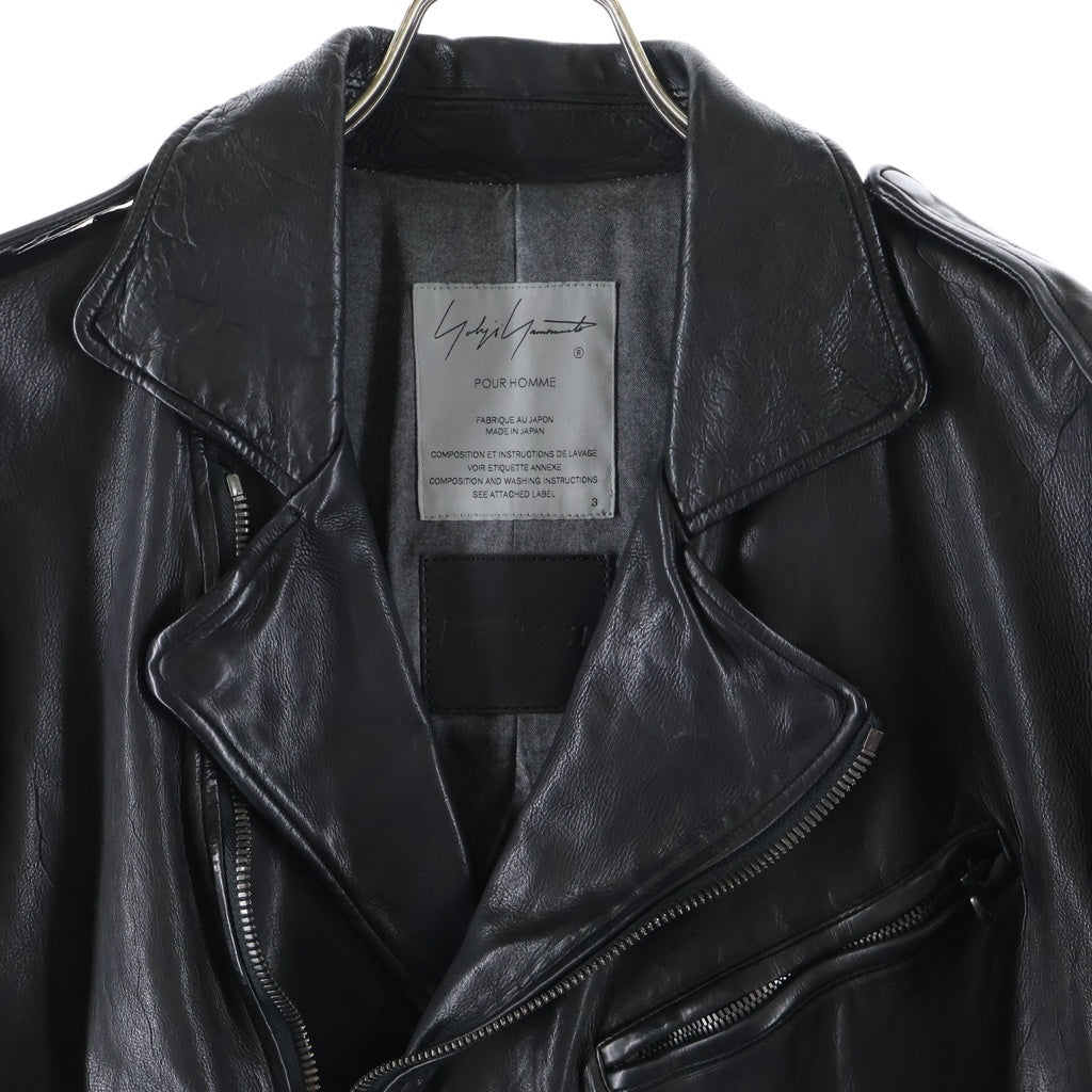 ISAMU KATAYAMA BACKLASH(イサムカタヤマバックラッシュ) ×Yohji Yamamoto Cowhide Double Riders ×ヨウジヤマモト 牛革 ダブルライダースジャケット ブラック HZ-Y52-704
