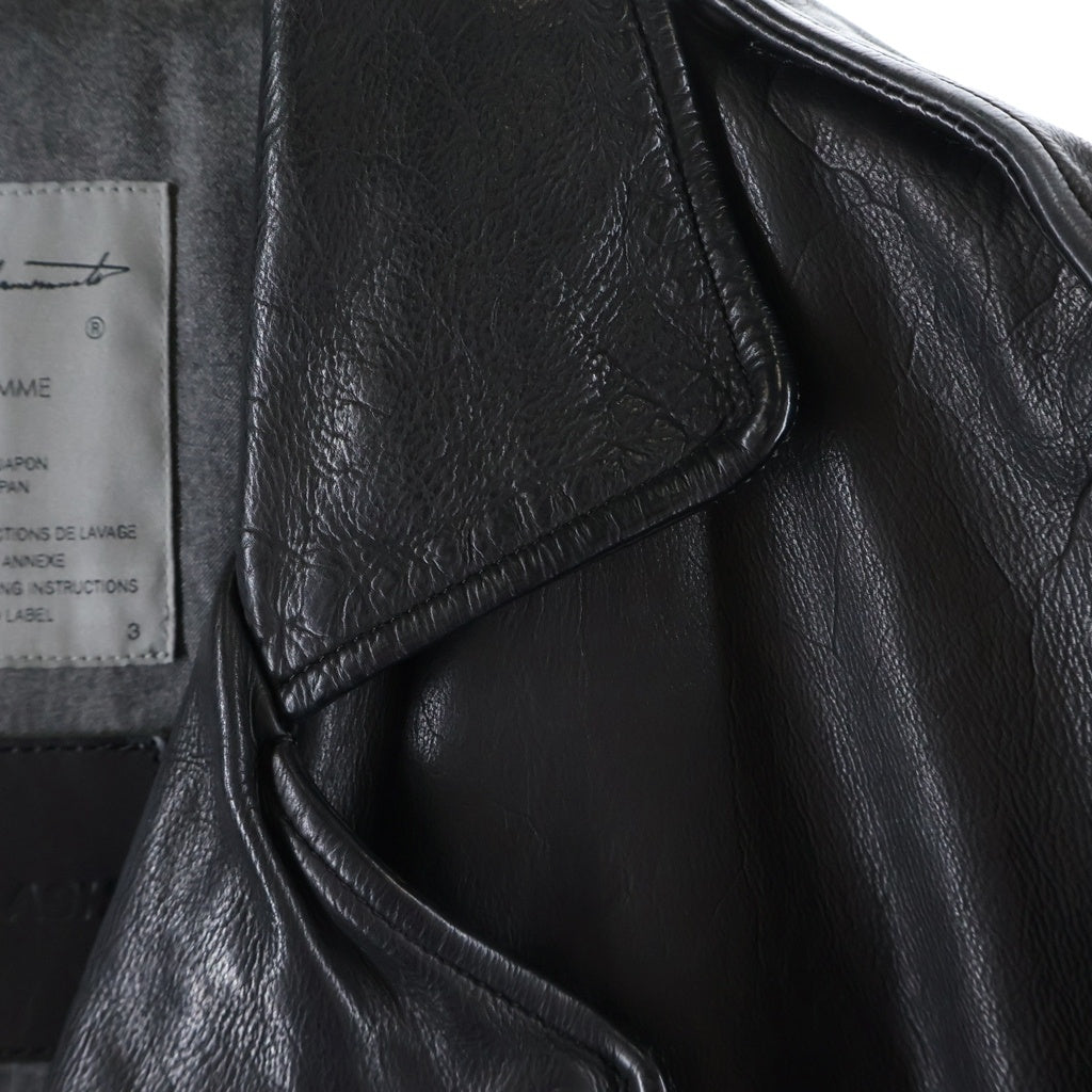 ISAMU KATAYAMA BACKLASH(イサムカタヤマバックラッシュ) ×Yohji Yamamoto Cowhide Double Riders ×ヨウジヤマモト 牛革 ダブルライダースジャケット ブラック HZ-Y52-704