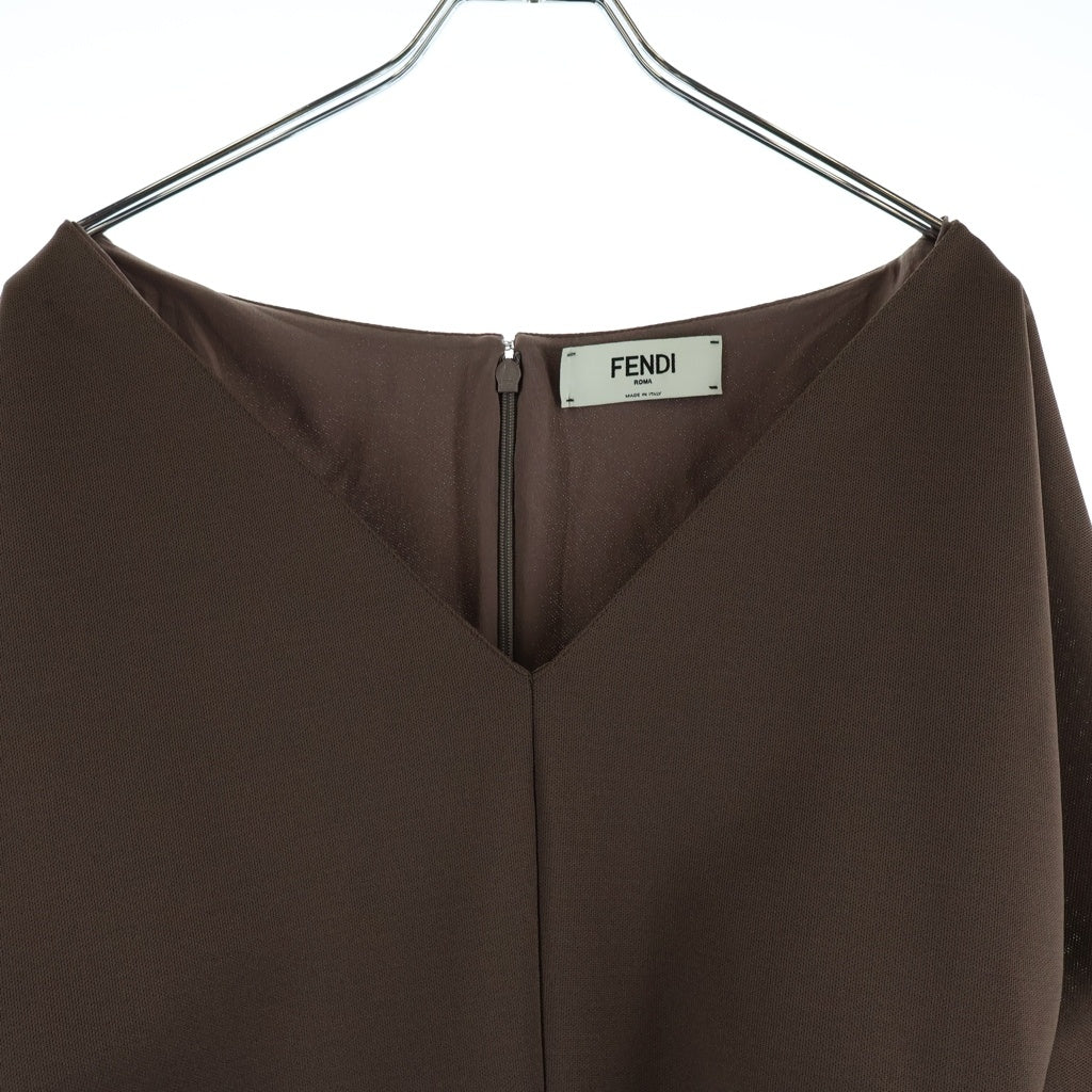 FENDI(フェンディ) ベルト付き Vネック ロング ワンピース ブラウン レディース 12CPF-22-2889
