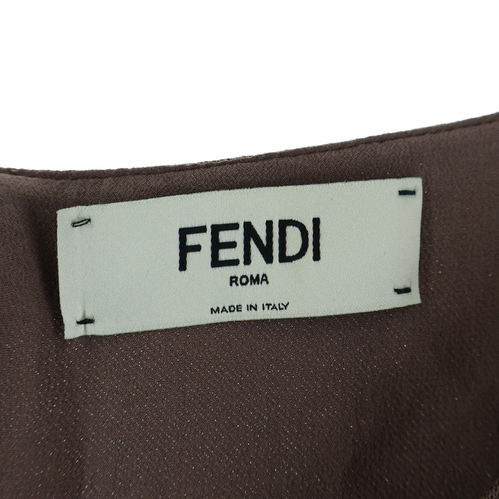 FENDI(フェンディ) ベルト付き Vネック ロング ワンピース ブラウン レディース 12CPF-22-2889