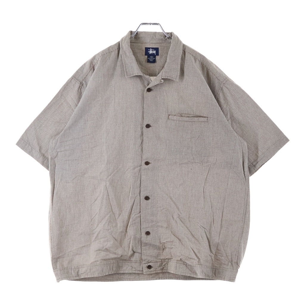 STUSSY(ステューシー) 90S OLD 紺タグ チェック 開襟 半袖 シャツ ブラウン
