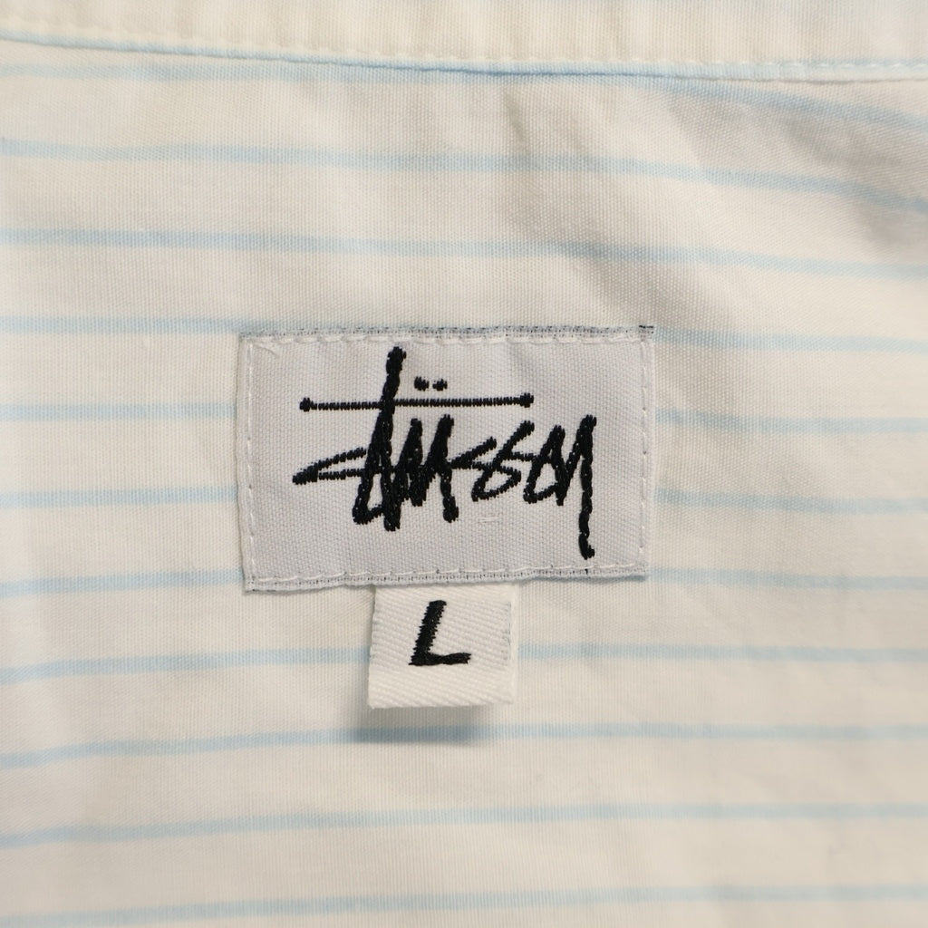 STUSSY(ステューシー) 00S OLD ボーダー ロゴ刺繍 ポケット 半袖 Tシャツ カットソー ホワイト