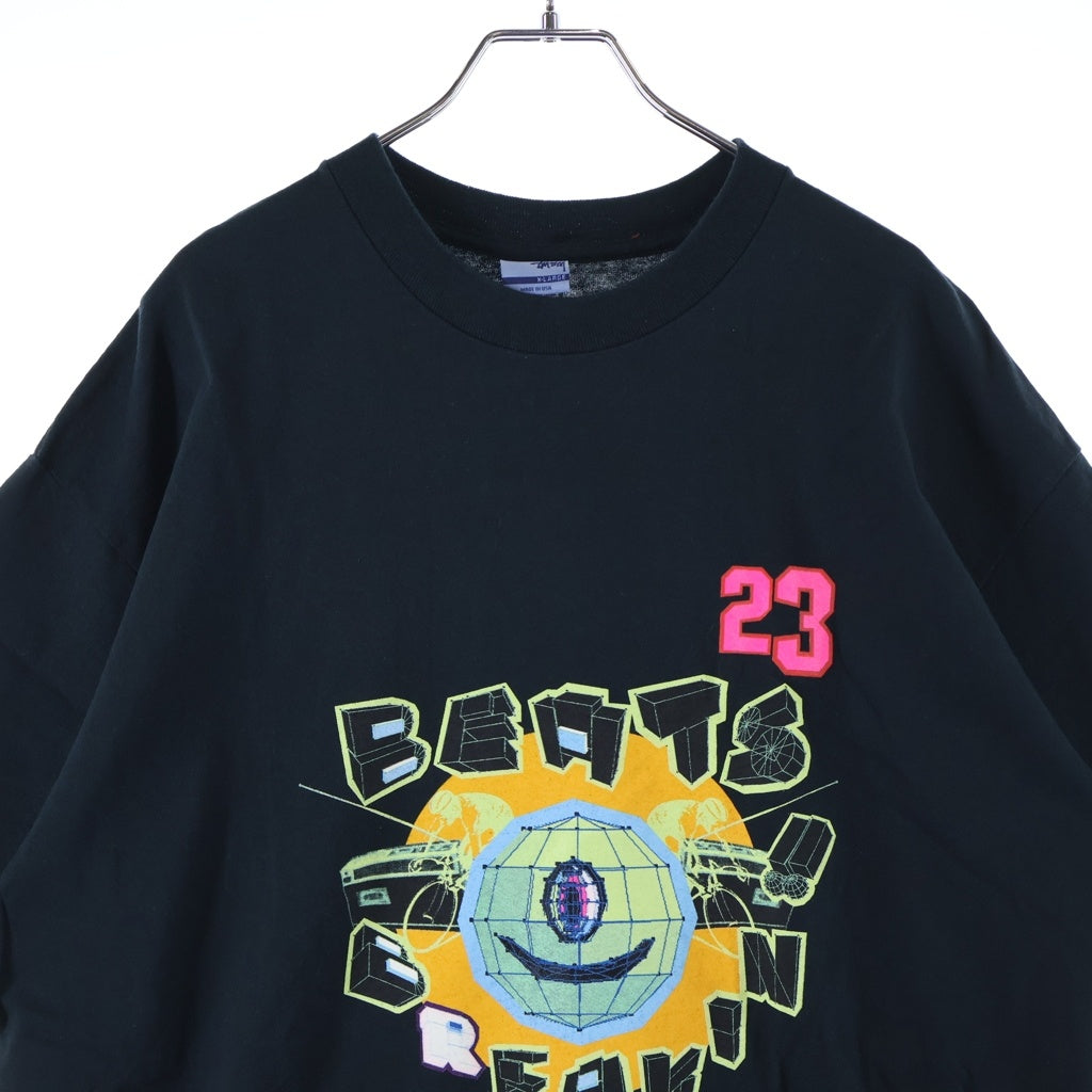 STUSSY(ステューシー) 00S OLD 銀タグ ×SK8thing Design BEATS BREAKIN ロゴ プリント 半袖 Tシャツ カットソー ブラック