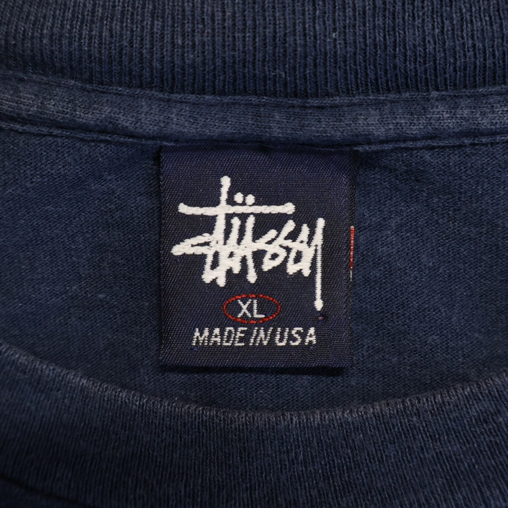 STUSSY(ステューシー) 90S OLD 紺タグ INTERNATIONAL SQUADRON ロゴ プリント 半袖 カットソー Tシャツ ネイビー