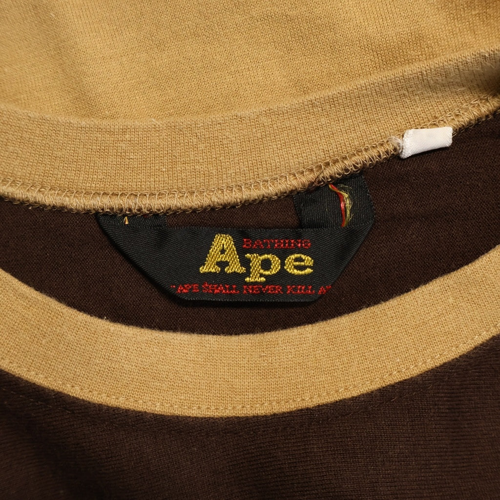 A BATHING APE(アベイシングエイプ) 90S 黒タグ 96 ロゴプリント フットボール シャツ 半袖 Tシャツ カットソー ブラウン