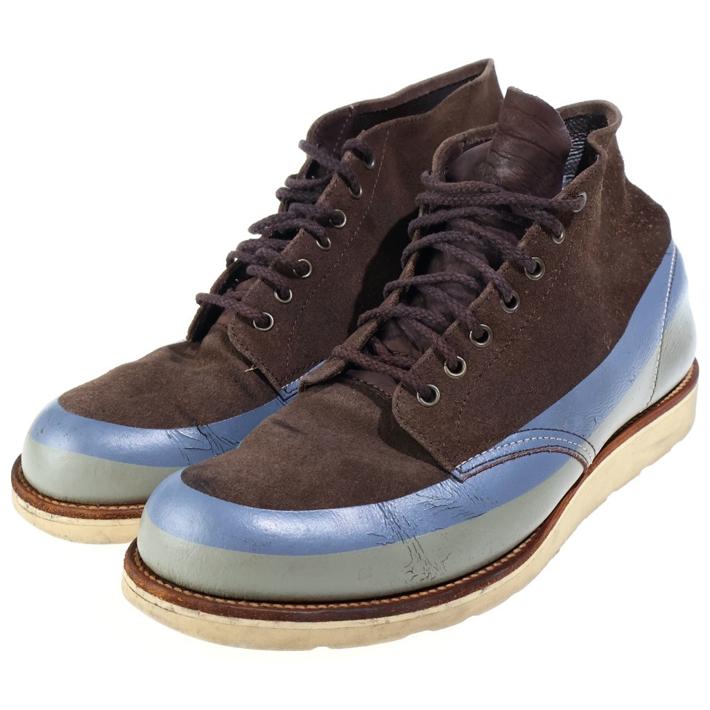 UNDERCOVER(アンダーカバー) 97AW LEAF期 ラインペイント ブーツ レザー ハイカット シューズ ブラウン