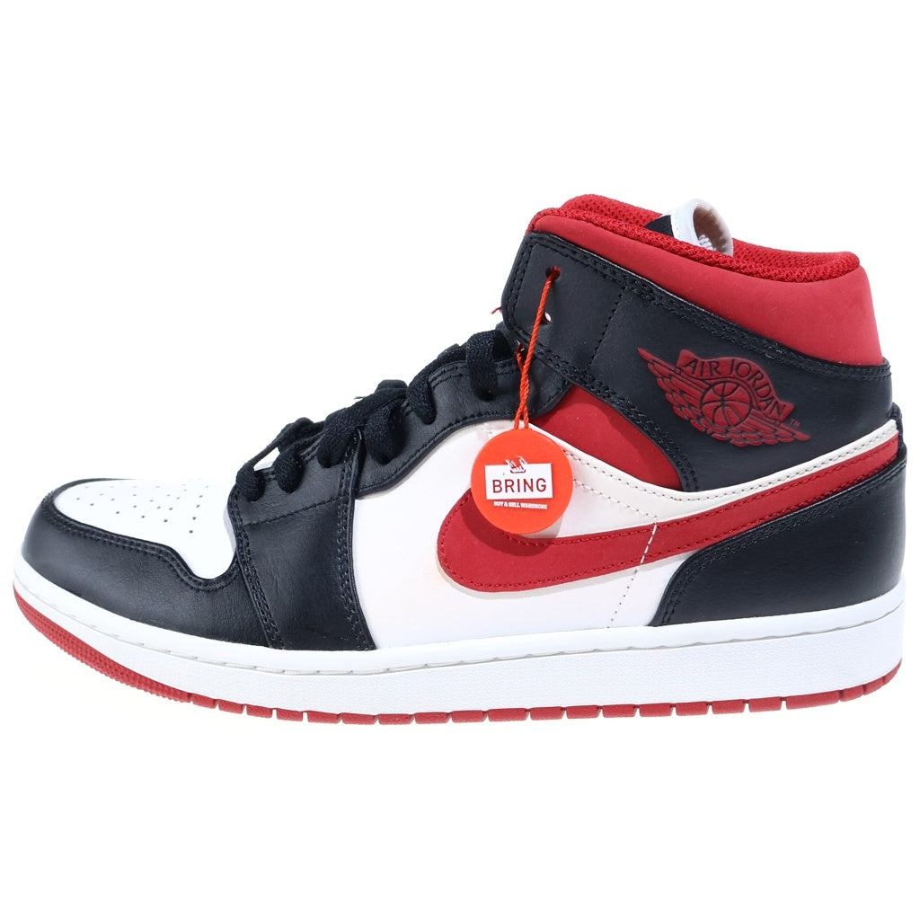 NIKE(ナイキ) AIR JORDAN 1 MID WHITE/GYM RED BLACK エアジョーダン1 ハイカットスニーカー ホワイト/レッド US10/28cm 554724-122