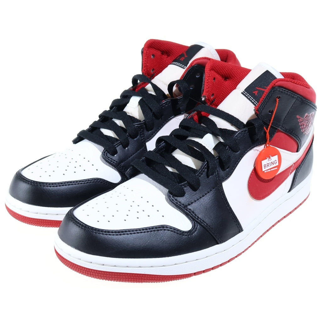 NIKE(ナイキ) AIR JORDAN 1 MID WHITE/GYM RED BLACK エアジョーダン1 ハイカットスニーカー ホワイト/レッド US10/28cm 554724-122