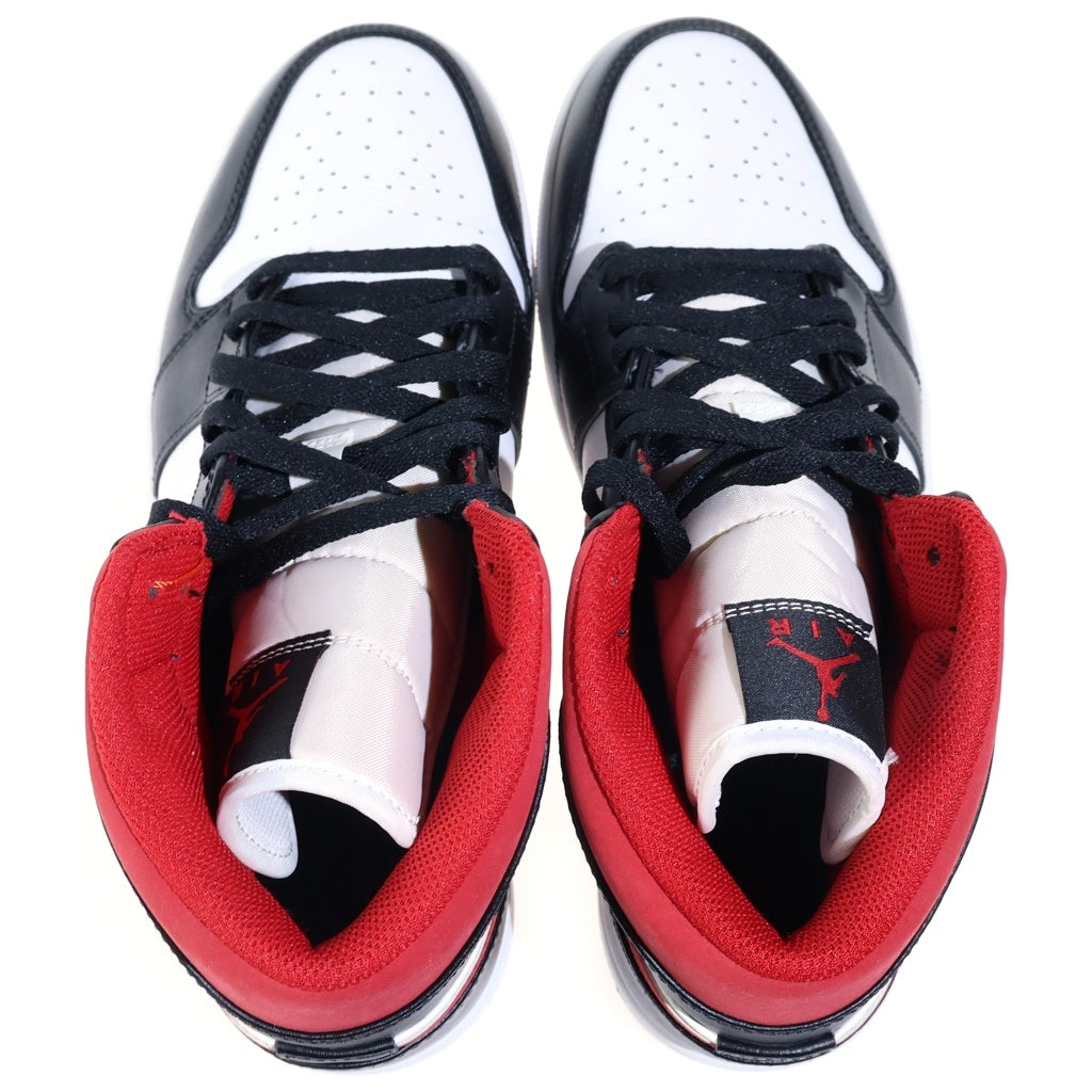 NIKE(ナイキ) AIR JORDAN 1 MID WHITE/GYM RED BLACK エアジョーダン1 ハイカットスニーカー ホワイト/レッド US10/28cm 554724-122