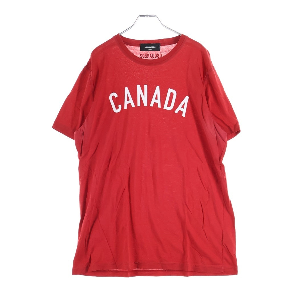 DSQUARED2(ディースクエアード) CANADA PRINT TEE フロントプリント半袖Tシャツ カットソー レッド S74GD0095