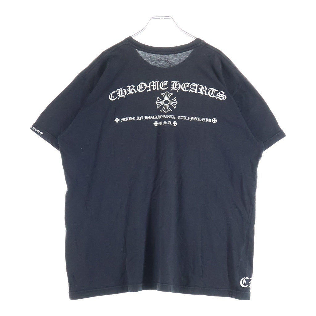 CHROME HEARTS(クロムハーツ) バックアーチロゴ 両面プリント Chクロス コットン 半袖Tシャツ カットソー ブラック