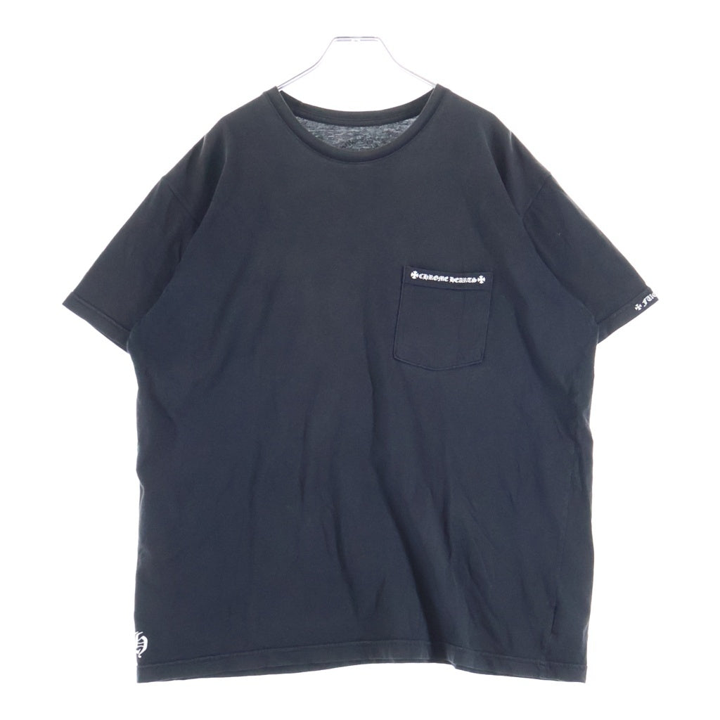 CHROME HEARTS(クロムハーツ) バックアーチロゴ 両面プリント Chクロス コットン 半袖Tシャツ カットソー ブラック