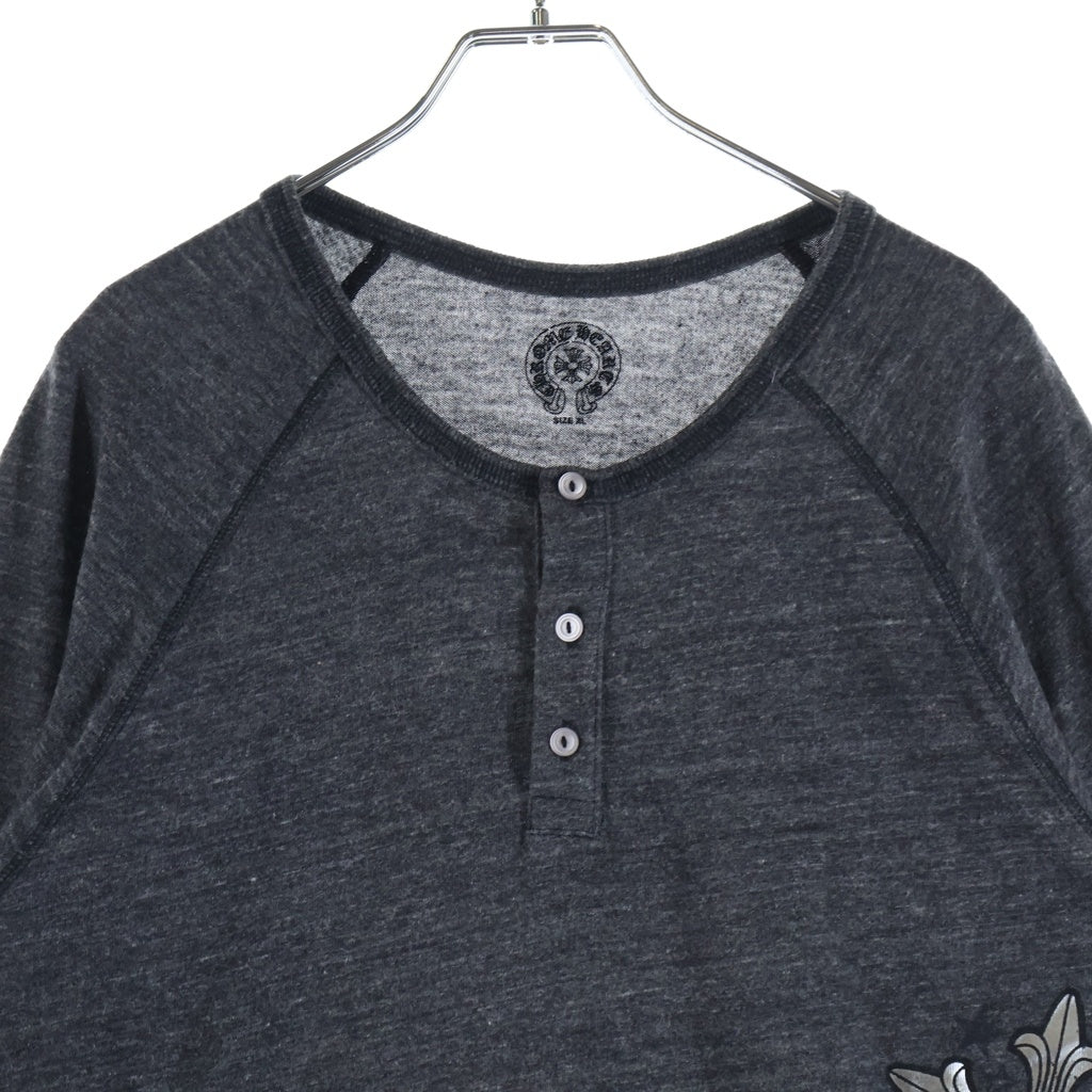 CHROME HEARTS(クロムハーツ) スタープリント ラグランスリーブ 七分袖ヘンリーネックTシャツ カットソー グレー