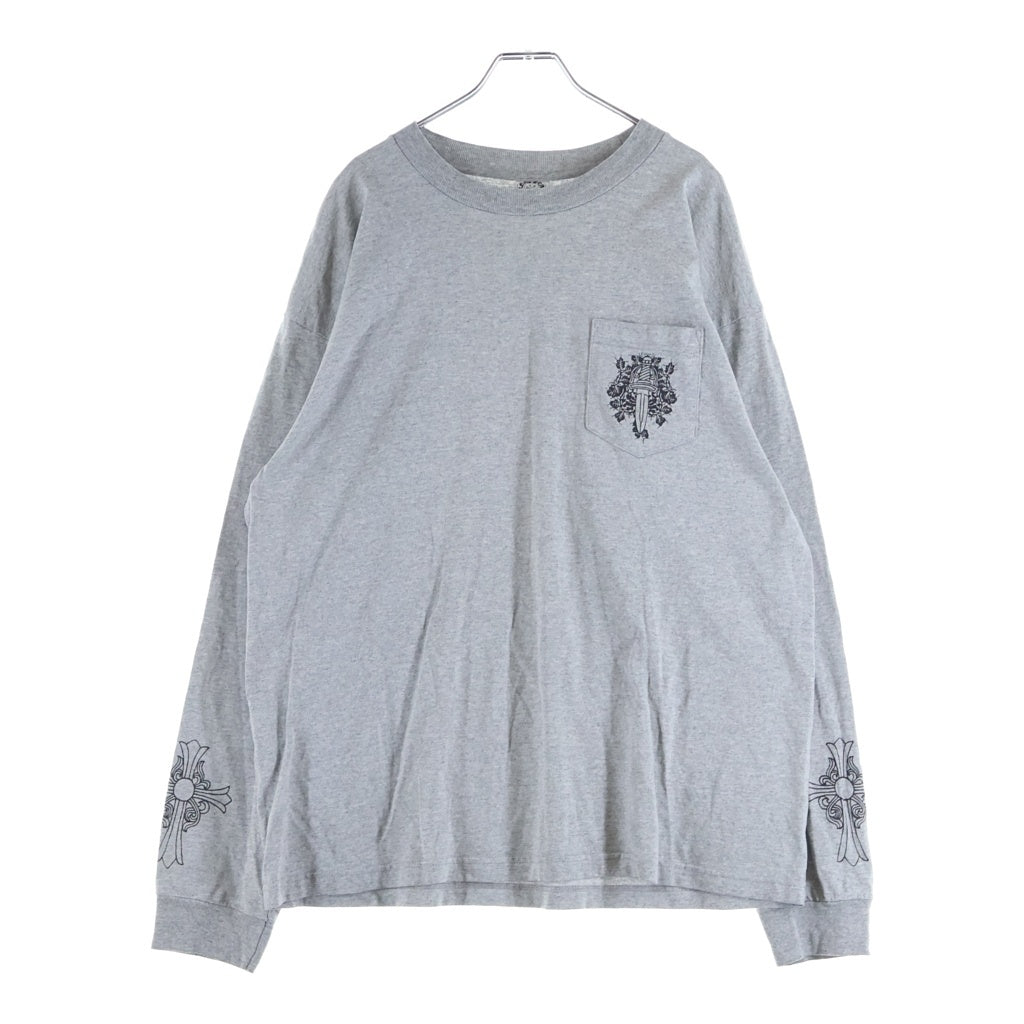 CHROME HEARTS(クロムハーツ) OLD DAGGER CH ダガー クルーネック カットソー 長袖Tシャツ グレー
