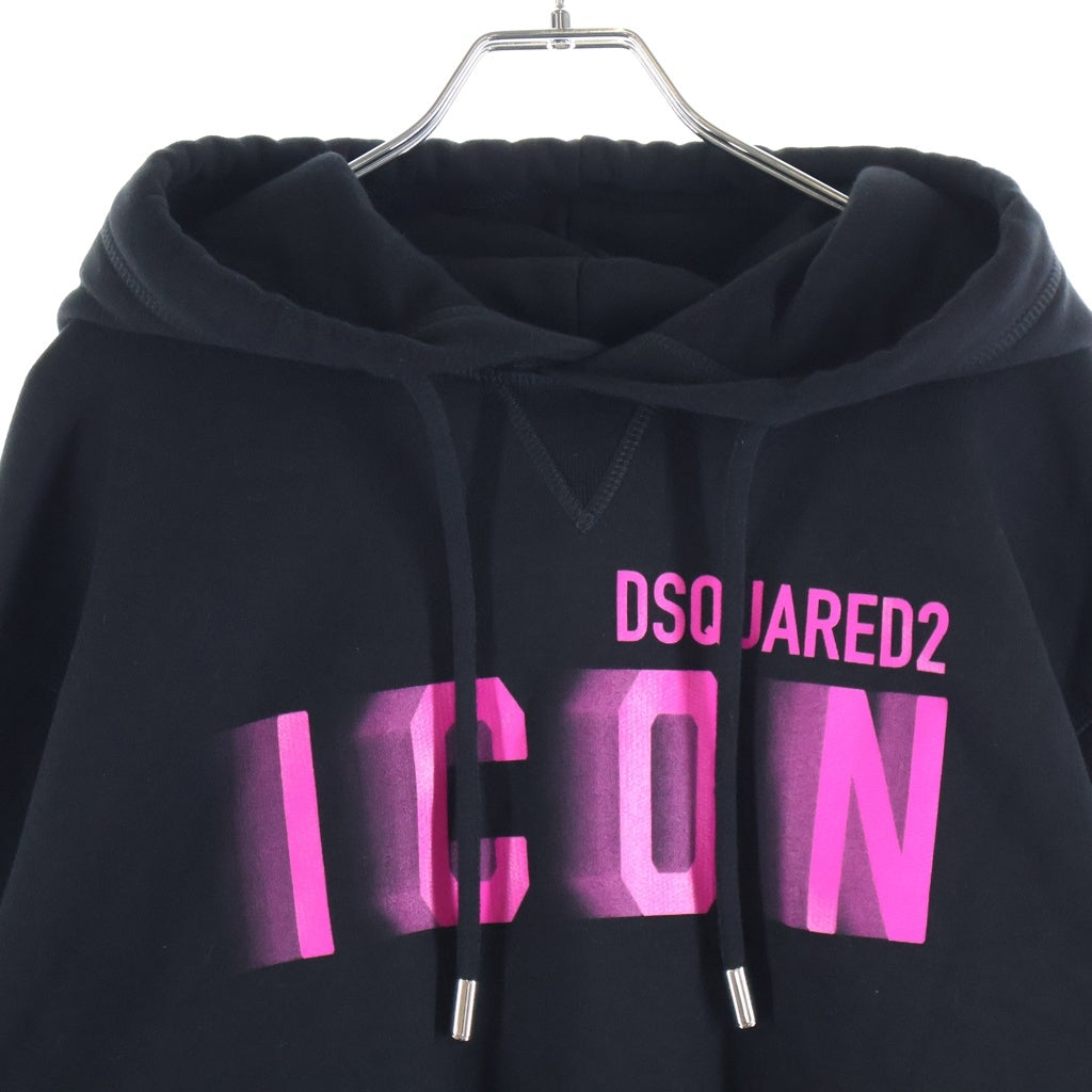 DSQUARED2(ディースクエアード) Logo Hoodie フロントロゴプリント プルオーバーパーカー ブラック S79GU0112