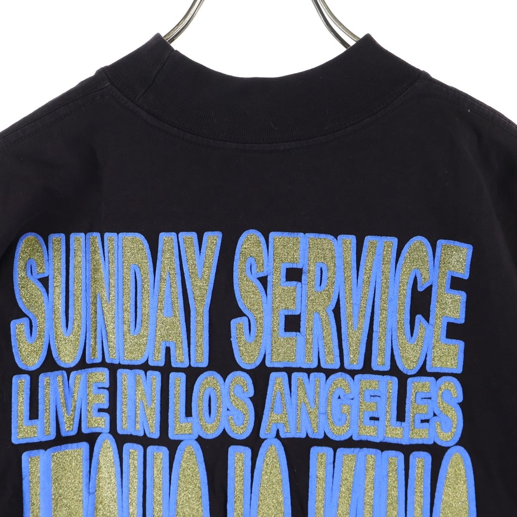 AWGE(エーダブリュージーイー) ×Kanye West Jesus is King ラメグラフィック プリント 半袖 Tシャツ カットソー ブラック