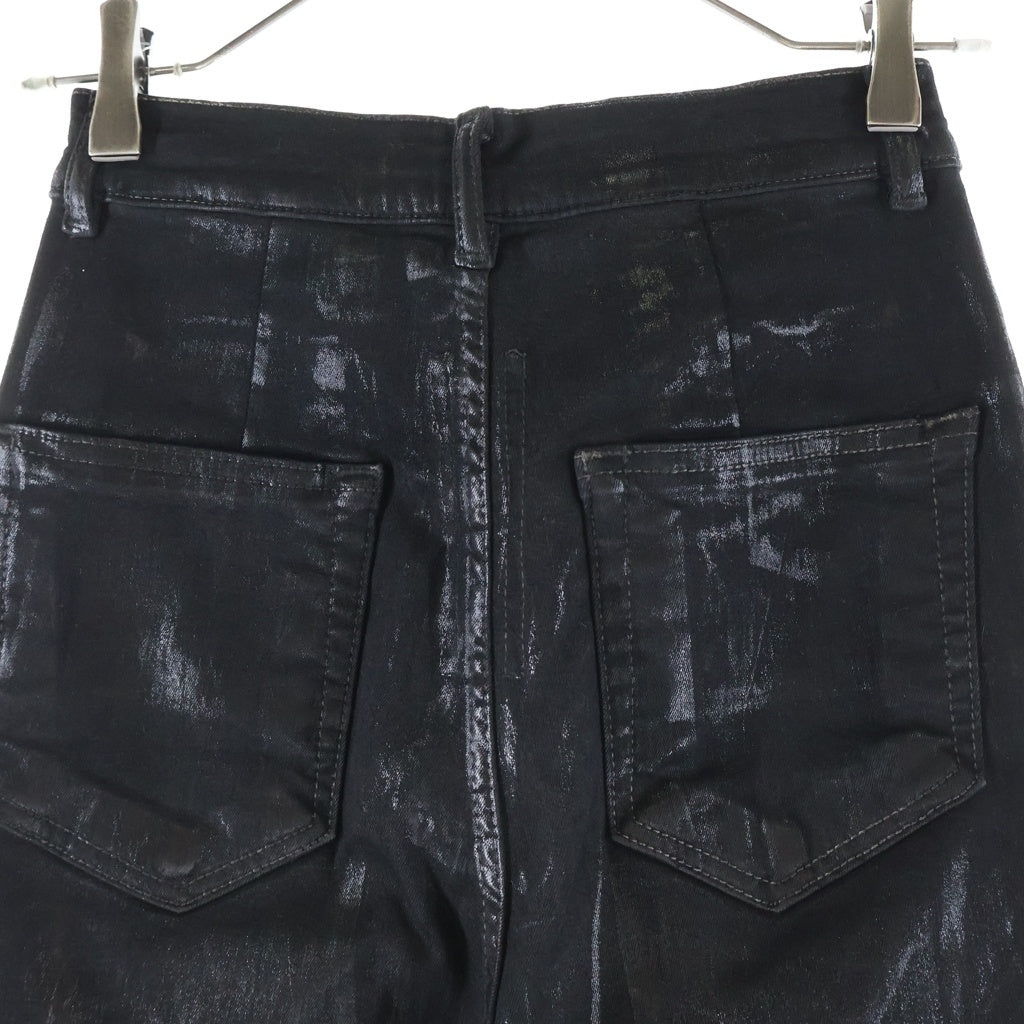 Rick Owens DRKSHDW(リックオウエンス ダークシャドウ) BOLAN BOOTCUT ボランブーツカット コーティング パンツ ブラック レディース DS01C6311-SBF