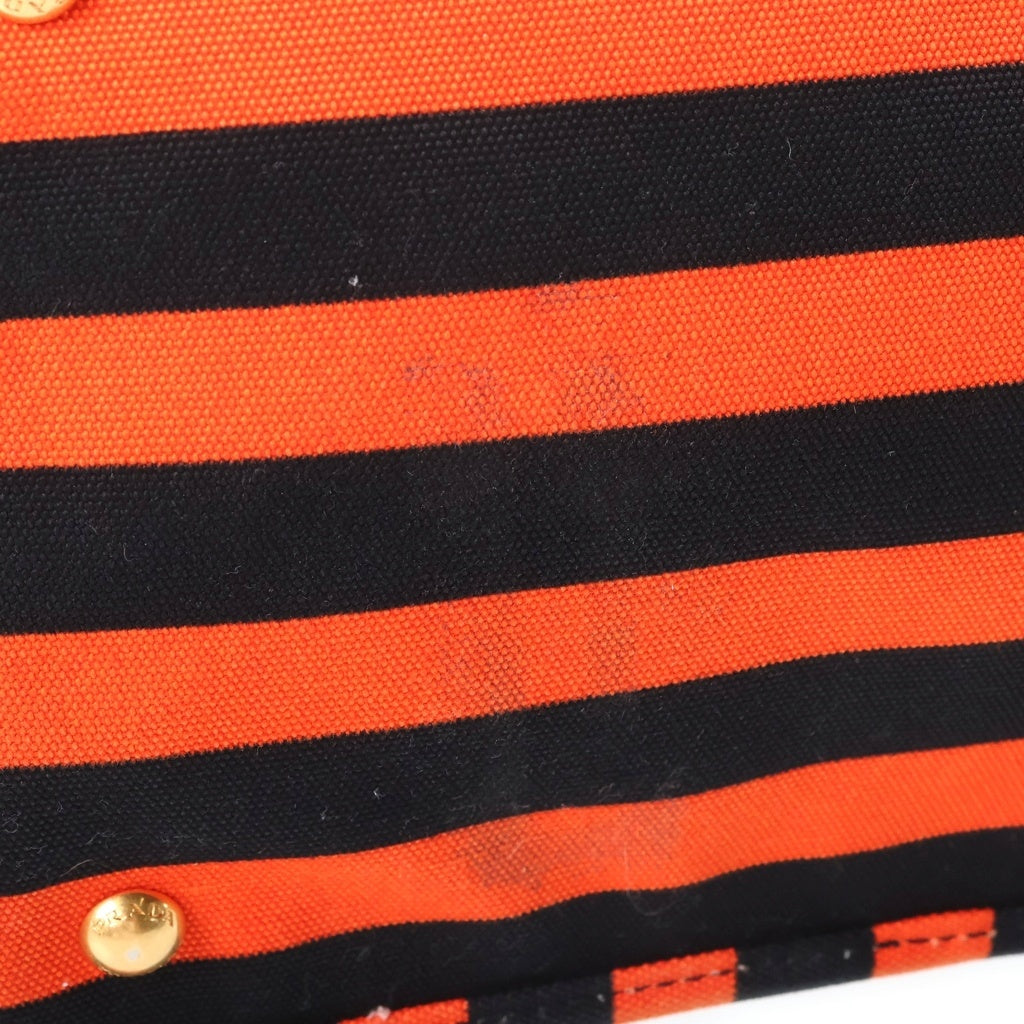 PRADA(プラダ) カナパ キャンパス 2WAY ショルダー トート バッグ オレンジ/ブラック レディース