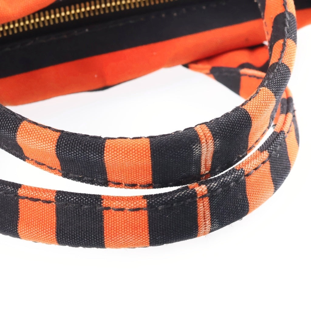 PRADA(プラダ) カナパ キャンパス 2WAY ショルダー トート バッグ オレンジ/ブラック レディース