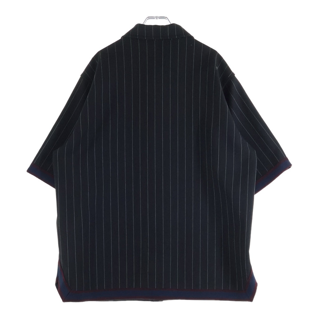 KITH(キス) 23SS Pinstripe Woodpoint Shooting Shirt ピンストライプ ウッドポイント シューティング 半袖 シャツ ブラック KHM031018