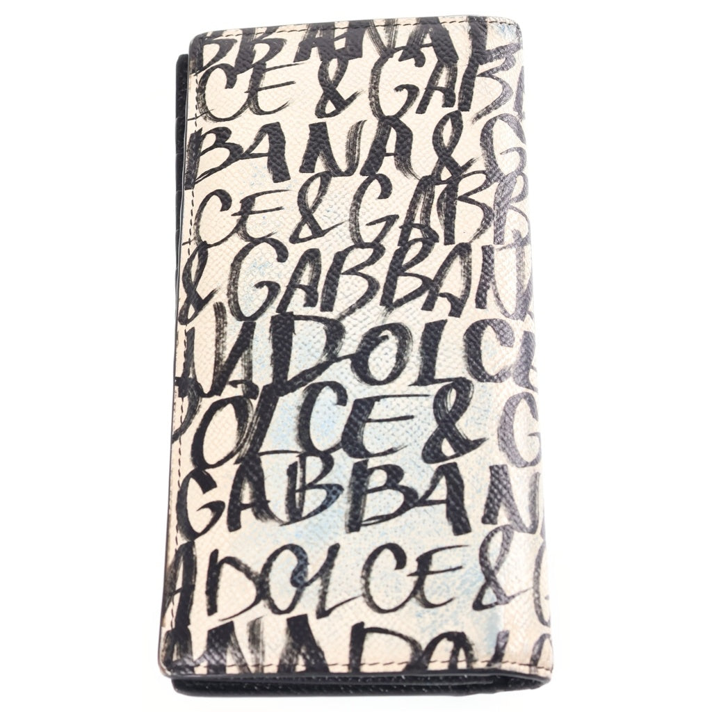 DOLCE & GABBANA(ドルチェアンドガッバーナ) Graffiti Print Dauphine Leather Long Wallet グラフィティ プリント ドーフィン レザー ロング ウォレット 長財布 ブラック/ホワイト BP2573 AZ657 レディース
