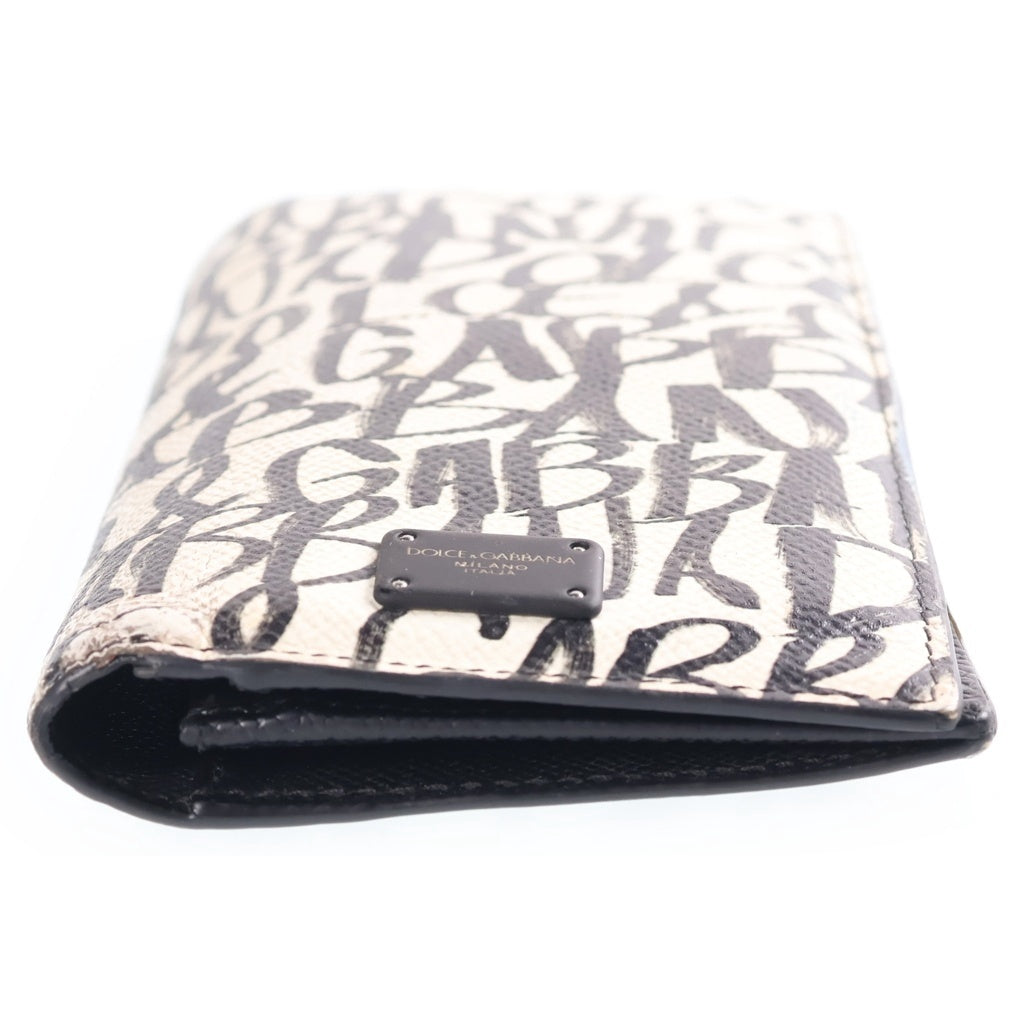 DOLCE & GABBANA(ドルチェアンドガッバーナ) Graffiti Print Dauphine Leather Long Wallet グラフィティ プリント ドーフィン レザー ロング ウォレット 長財布 ブラック/ホワイト BP2573 AZ657 レディース