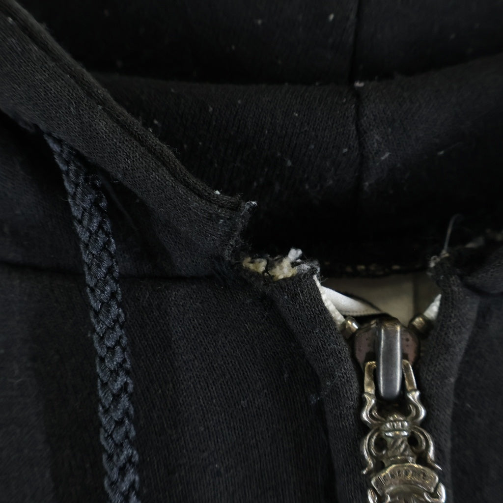 CHROME HEARTS(クロムハーツ) OLD SWTSHRT HD ZIP オールド 裏地サーマル 袖ロゴ ホースシュープリント ダガージップフーディ パーカー ブラック