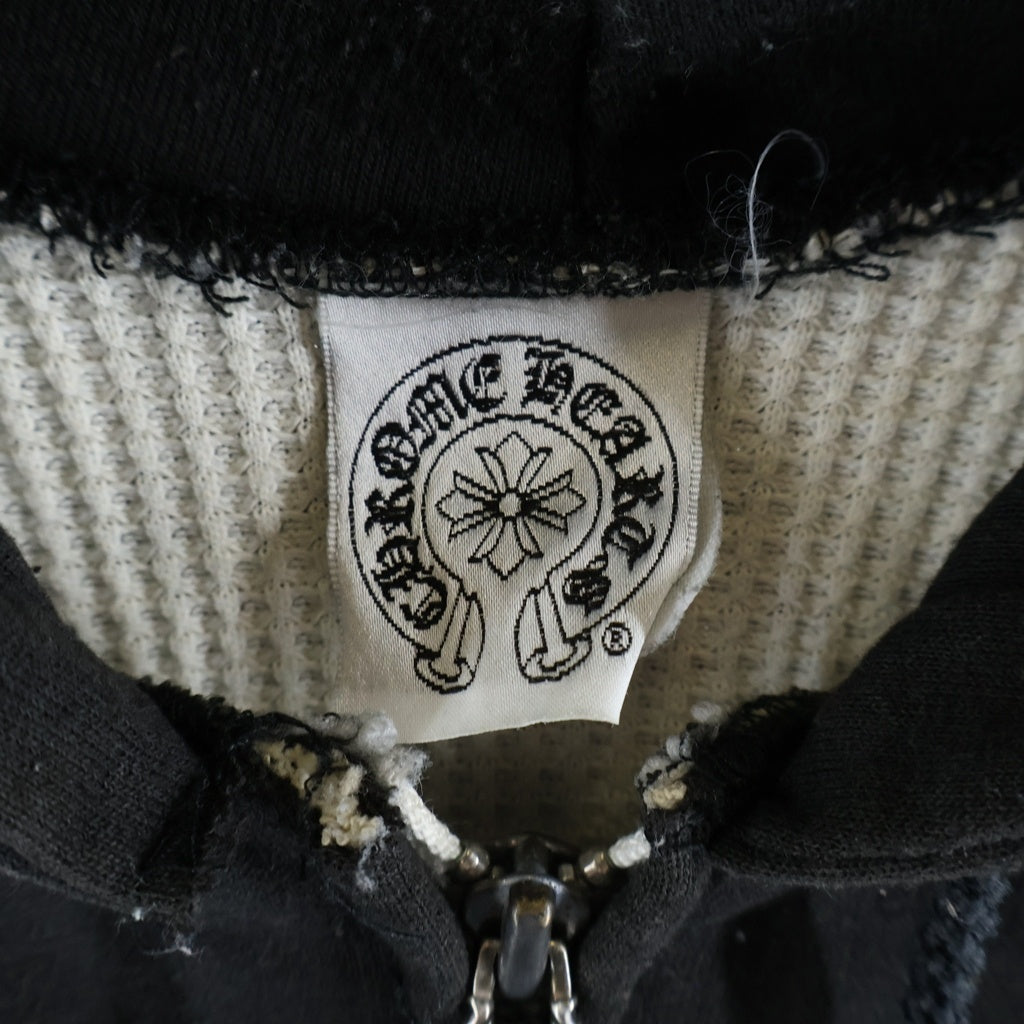 CHROME HEARTS(クロムハーツ) OLD SWTSHRT HD ZIP オールド 裏地サーマル 袖ロゴ ホースシュープリント ダガージップフーディ パーカー ブラック