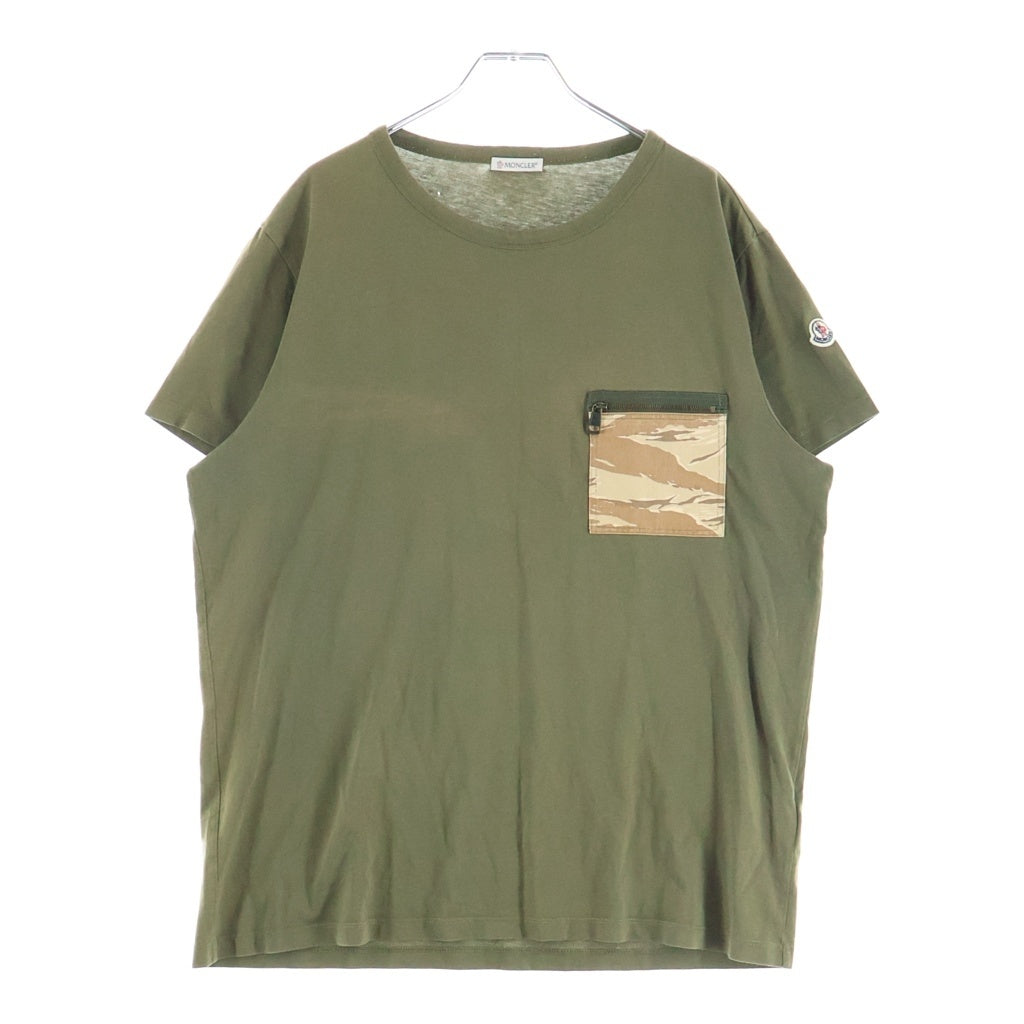 MONCLER(モンクレール) 17SS GRENOBL MAGLIA T-SHIRT マグリア フロント ポケット クルーネック半袖Tシャツカットソー カーキ C10918035050