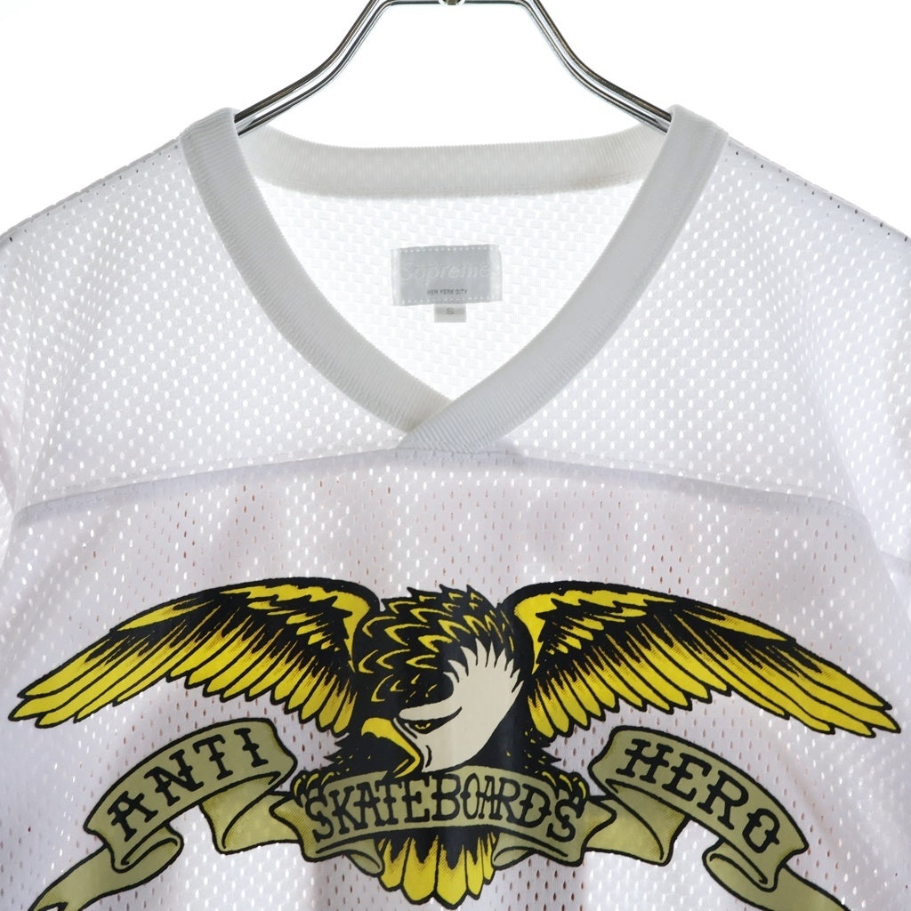 SUPREME(シュプリーム) 14SS ×ANTIHERO Football Top ×アンチヒーロー フットボール メッシュ 半袖Tシャツ カットソー ホワイト