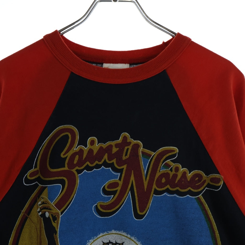 SAINT MICHAEL(セントマイケル) ×LASTMAN SNT NOISE S/S TEE ×ラストマン 両面プリント ラグランスリーブTシャツ カットソー ブラック/レッド SM-HR8-0000-C27