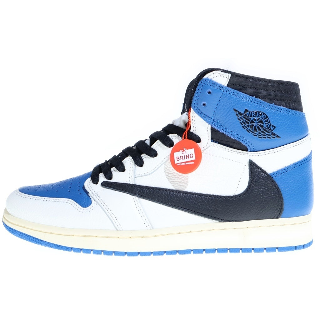 NIKE(ナイキ) ×TRAVIS SCOTT FRAGMENT AIR JORDAN1 RETRO HIGH OG SP トラヴィススコット フラグメント エアジョーダン1 ハイカットスニーカー ホワイト/ブルー US10/28cm DH3227-105