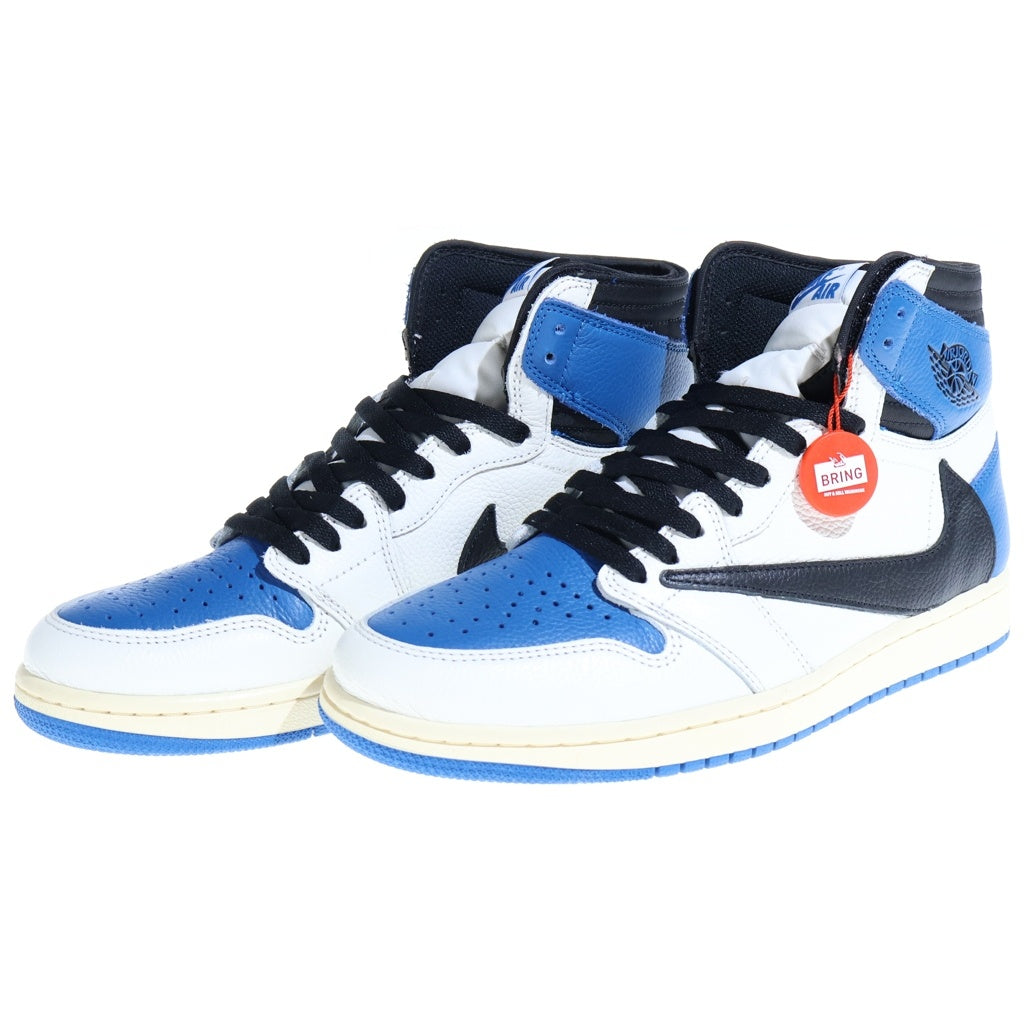 NIKE(ナイキ) ×TRAVIS SCOTT FRAGMENT AIR JORDAN1 RETRO HIGH OG SP トラヴィススコット フラグメント エアジョーダン1 ハイカットスニーカー ホワイト/ブルー US10/28cm DH3227-105