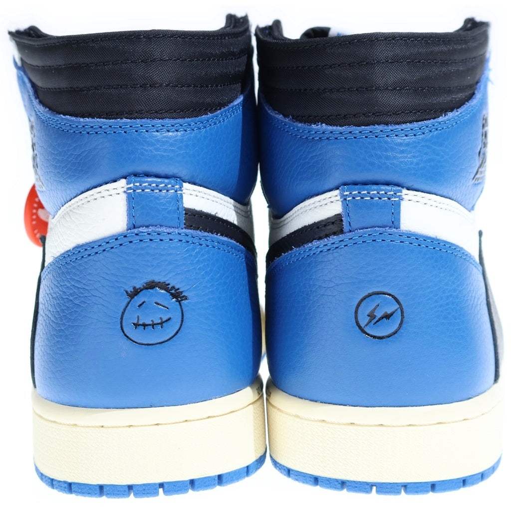 NIKE(ナイキ) ×TRAVIS SCOTT FRAGMENT AIR JORDAN1 RETRO HIGH OG SP トラヴィススコット フラグメント エアジョーダン1 ハイカットスニーカー ホワイト/ブルー US10/28cm DH3227-105
