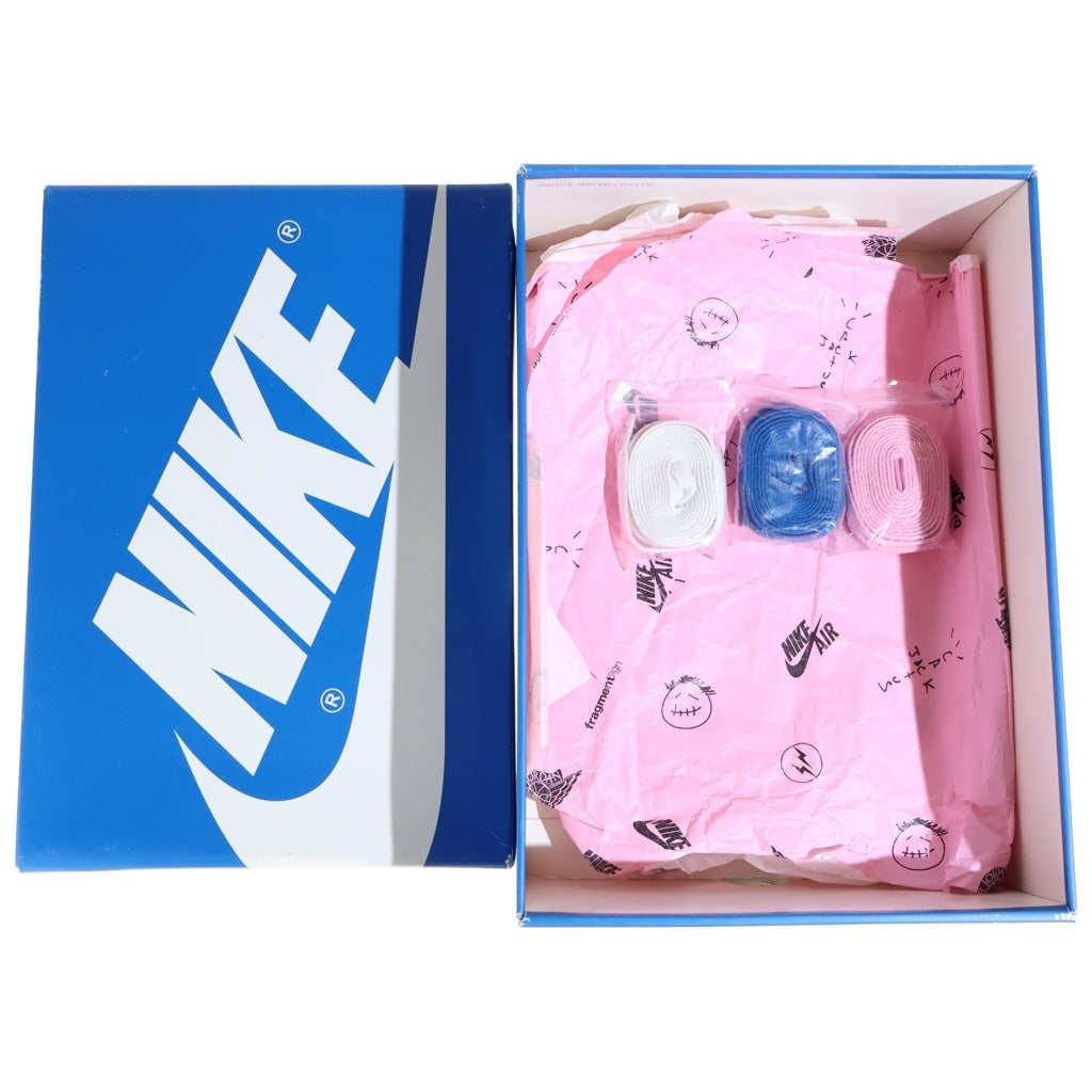 NIKE(ナイキ) ×TRAVIS SCOTT FRAGMENT AIR JORDAN1 RETRO HIGH OG SP トラヴィススコット フラグメント エアジョーダン1 ハイカットスニーカー ホワイト/ブルー US10/28cm DH3227-105