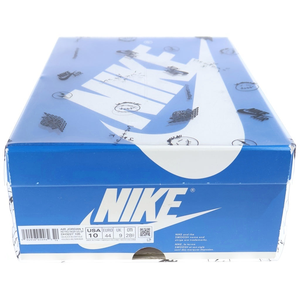 NIKE(ナイキ) ×TRAVIS SCOTT FRAGMENT AIR JORDAN1 RETRO HIGH OG SP トラヴィススコット フラグメント エアジョーダン1 ハイカットスニーカー ホワイト/ブルー US10/28cm DH3227-105