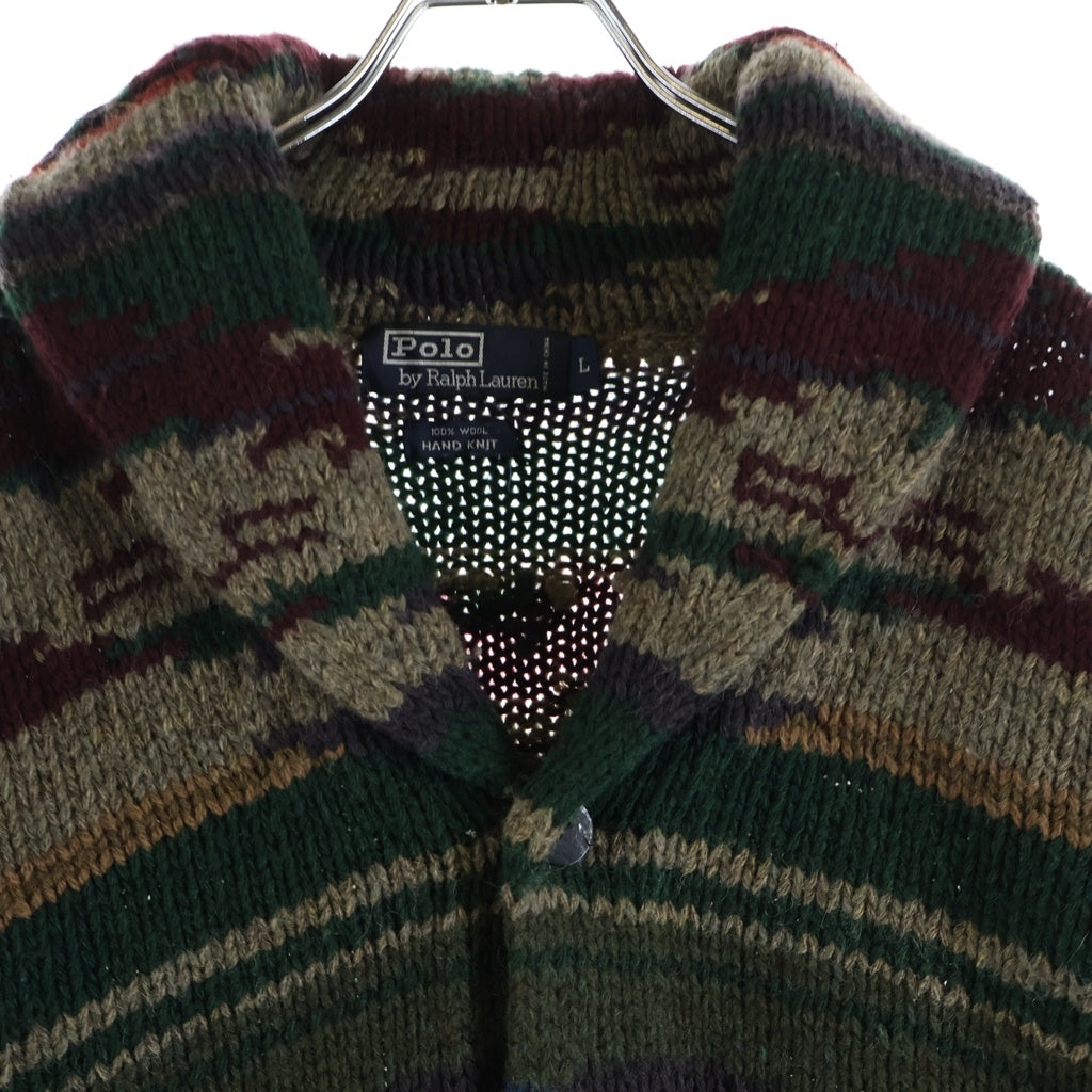 POLO RALPH LAUREN(ポロラルフローレン) 90S ハンドニット ネイティブ ショールカラー カーディガン マルチ
