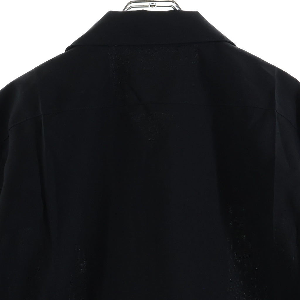 JIL SANDER(ジルサンダー) Open collar wool gabardine S/S shirt オープンカラー ウール ギャバジン 半袖 シャツ ブラック HS JM IW 0509