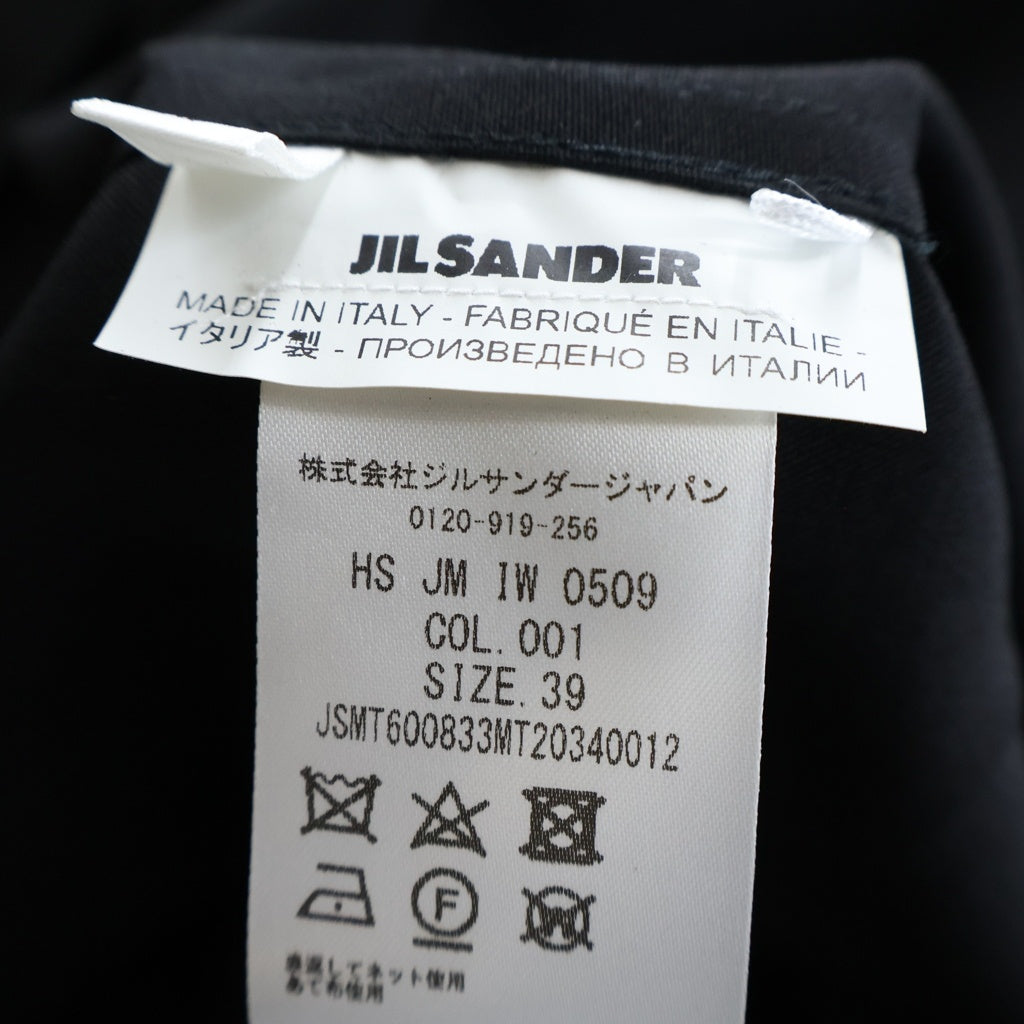 JIL SANDER(ジルサンダー) Open collar wool gabardine S/S shirt オープンカラー ウール ギャバジン 半袖 シャツ ブラック HS JM IW 0509