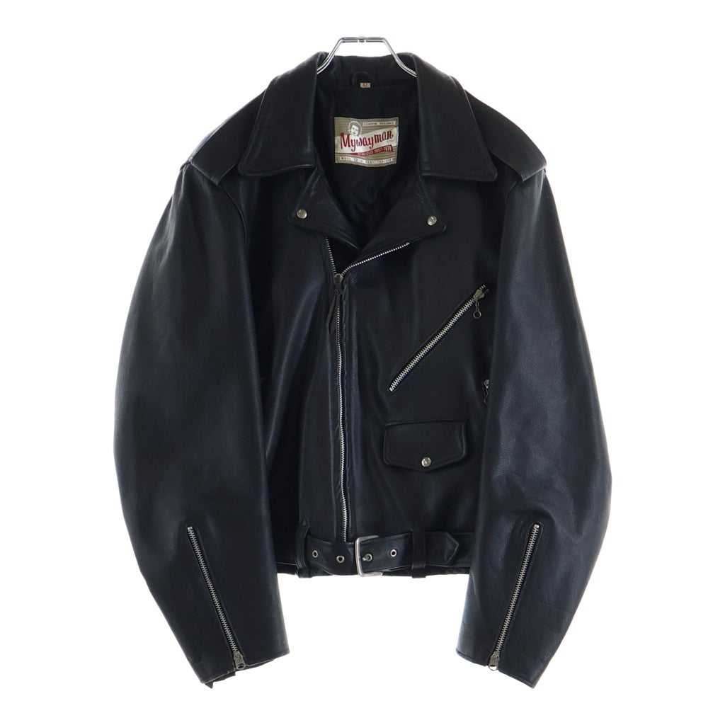 666 LEATHER WEAR(トリプルシックスレザーウェア) マイウェン シドタグ レザー ダブル ライダース ジャケット ブラック