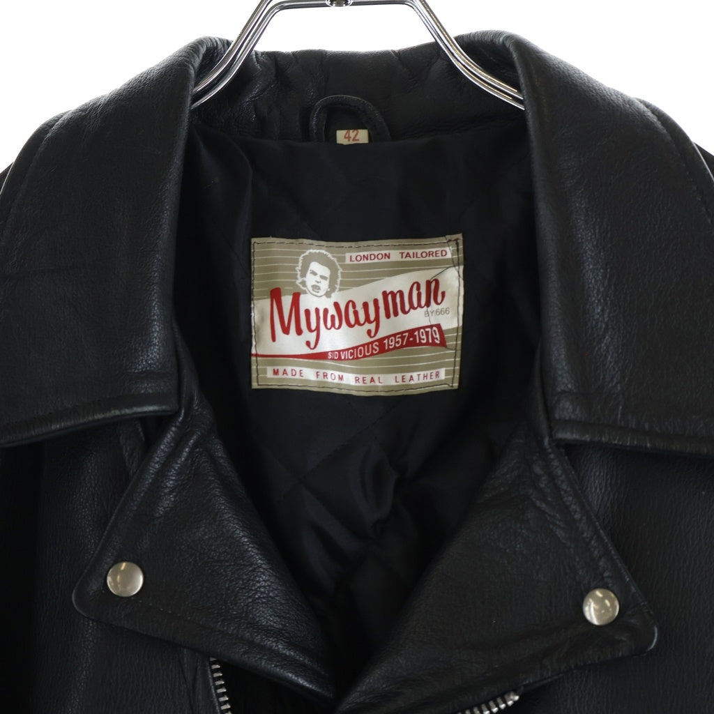 666 LEATHER WEAR(トリプルシックスレザーウェア) マイウェン シドタグ レザー ダブル ライダース ジャケット ブラック