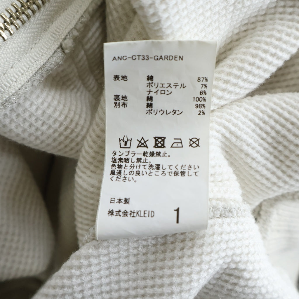 ANCELLM(アンセルム) 23AW ZIP-UP HOODIE ダメージ ラメ 加工 裏地 サーマル ジップアップ フーディー グレー ANC-CT33-GARDEN