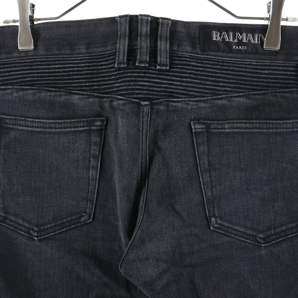 BALMAIN(バルマン) 16AW Stretch Biker Denim Pants ストレッチ バイカーデニムパンツ ブラック POHT551D204