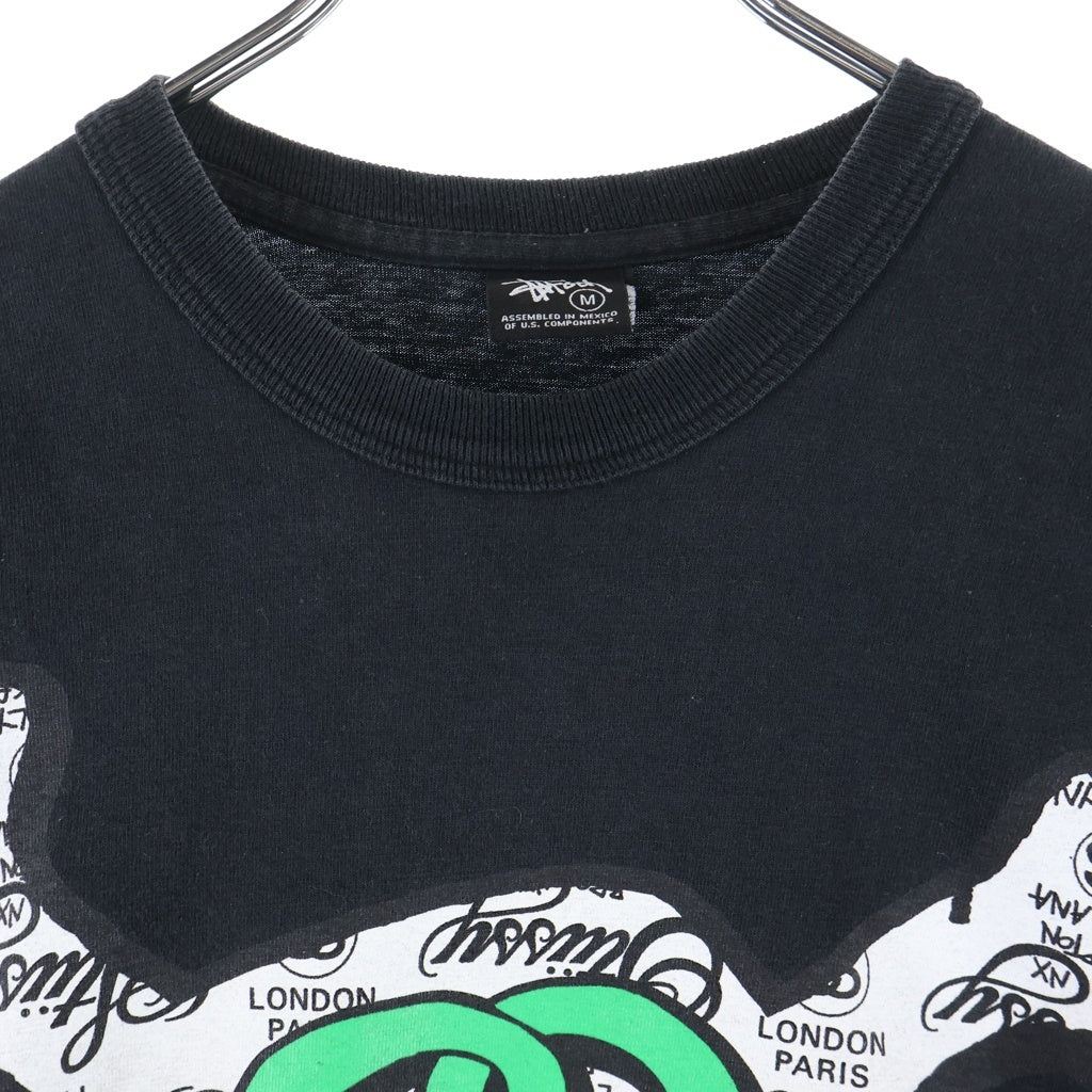 STUSSY(ステューシー) 00s SSリンク スカル プリント長袖Tシャツ カットソー ブラック