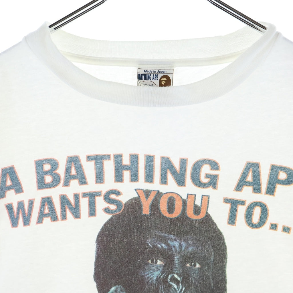 A BATHING APE(アベイシングエイプ) 90s 猿の惑星 フロントプリント半袖Tシャツ カットソー ホワイト