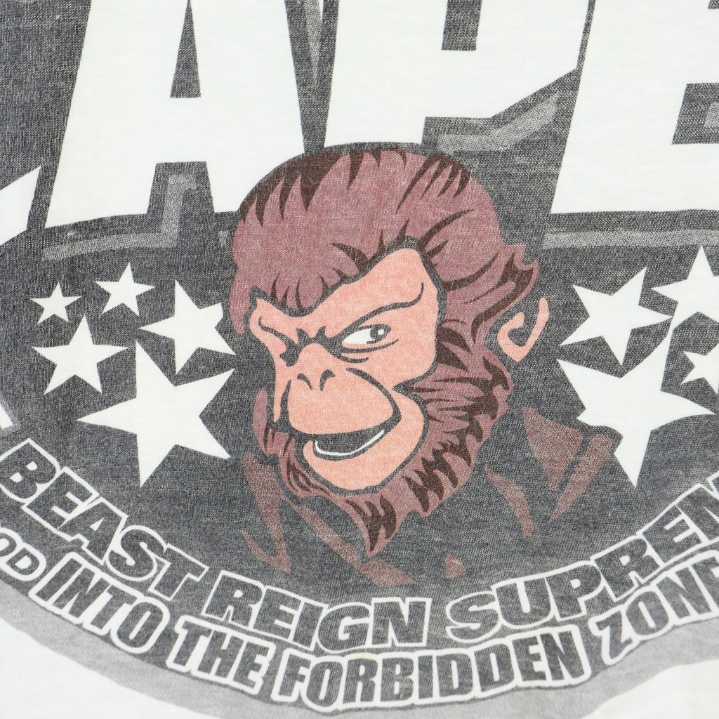 A BATHING APE(アベイシングエイプ) 90s SCIENCE BEAST REIGN SUPREME サイエンス ビースト レイン シュプリーム フロントプリント半袖Tシャツ カットソー ホワイト